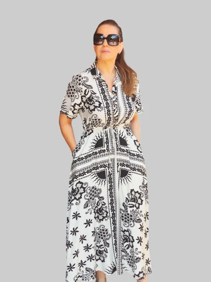 Vestido estampado blanco y negro
