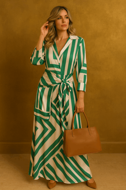 Conjunto falda rallas verde